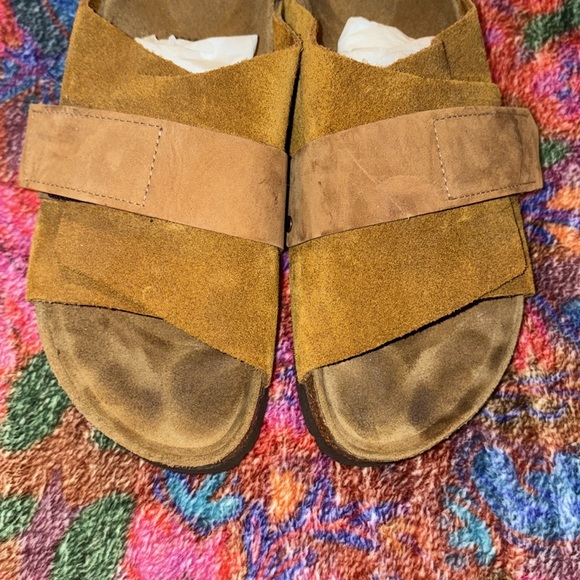 Birkenstock Kyoto suede leather & nubuck sandals in "mink" tan - Picture 6 of 8